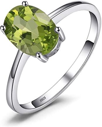 JewelryPalace Anelli Donna Argento 925, Naturale Peridoto Verde Birthstone Solitario Anello, Anniversario Anello Ovale Donna, Anello Solitario Fidanzamento in Argento, Set Gioielli Donna 21