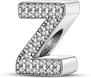 Pandach Ciondolo in Argento Sterling 925 lettere dalla A alla Z Charm Bead Compatibile con Bracciale e Collane Europei da Donna, gioielli da donna opzioni regalo