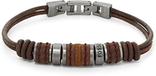 Fossil Bracciale da Uomo, Lunghezza Interna 185 mm, Bracciale In Acciaio Inossidabile, Marrone,