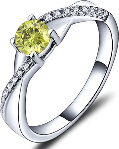 YL Anello di fidanzamento Argento 925 con Agosto Pietra Portafortuna Zirconia Cubica Peridoto Verde Anello solitario Criss Attraverso Infinito anello Nuziale per Donna Sposa(Taglia 17)