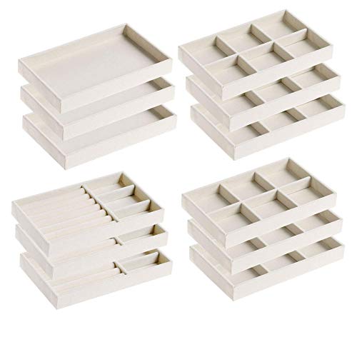 Kitchenmore Organizzatori Porta Gioielli, Vassoio Organizer Gioielli da Cassetto Porta Anelli Orecchini Donna Cassetti Portagioie Organizzatore in Velluto, 3 Set