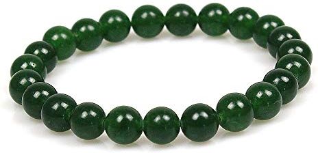 MJDCB Bracciale Pietre Giada Verde Scuro Naturali, 8mm Perle Braccialetti Portafortuna