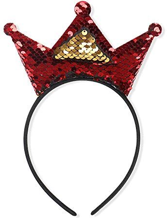 ZHANGXIANG Diademi Barocchi Fascia Capovolgi Paillettes Double-Face Principessa Corona Fascia Copricapo Per Bambini Festa Da Ballo Festa Festa Spettacolo-Oro Rosso