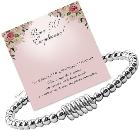 CheersLife Regalo Donna Compleanno, Braccialetto Argento, 60 Anni Compleanno Donna, Bracciale Donna Compleanno 60 Anni, Idee Regalo Amica Compleanno, Sorella, Mamma, Nonna, Moglie, Sorelle, Collega