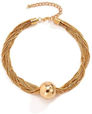 Prosy Chunky Geometrica Sfera Choker Collana Catena e Bracciali Collane Spesse Catene A Mano Punk Gioielli per le Donne e Ragazze (Collana-oro)