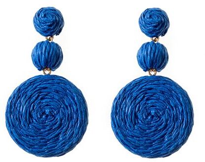 QKEPCY Orecchini In Rattan Per Donna, Orecchini Pendenti, Boho, Leggeri, Geometrici, Orecchini Fatti a Mano, Orecchini Di Paglia, Gioielli Da Spiaggia Estivi, Regalo Per Donne e Ragazze (Blu)