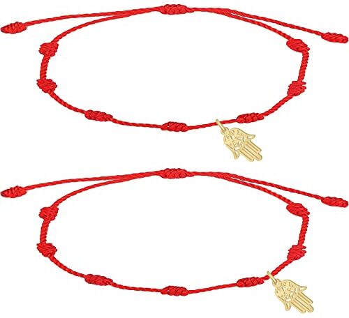 cotigo Bracciale 7 Nodi e bracciale filo rosso del Destino di corda per Sorte, Amicità, Amuleto Regolabile