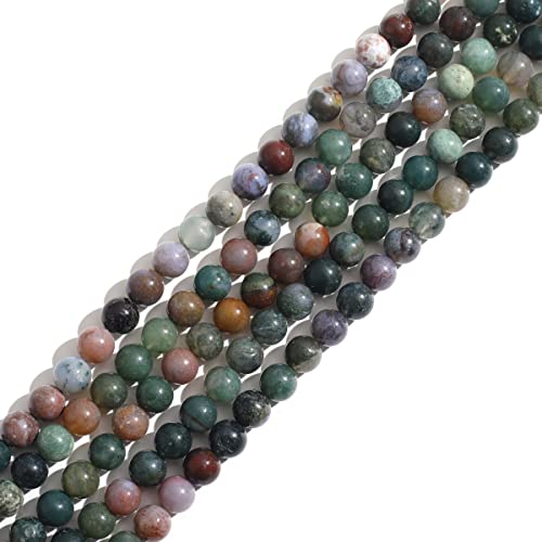 ACYUNLEI Pietra naturale 6mm Indian Agate rotondo cristallo energia pietra perline sciolti Gemstone fai da te liscia per bracciale collana orecchini gioielli Making