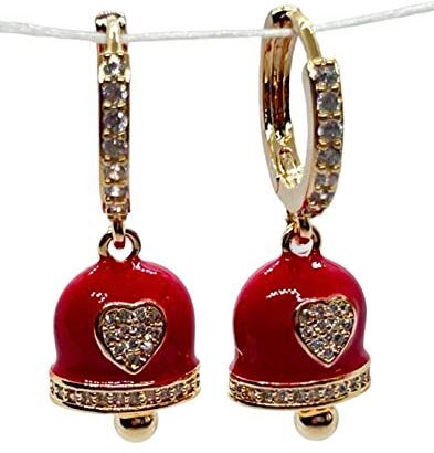 SiLo Bijoux ORECCHINI DONNA CAMPANELLA CERCHIO CON STRASS PENDENTE NOVITA' DISPONIBILI COLOROZIONI ORO E ARGENTO CONFEZIONE REGALO (GOLD MOD.2 ROSSO)