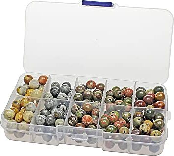 MJDCB 200 Pezzi 8mm Perle di Pietra Set Onice Pazza Onice Oceano Mappa Pietra Unakite Picasso Perline Sciolte Pietre Semipreziose per Bracciale Collana Creazione di Gioielli Fai da Te