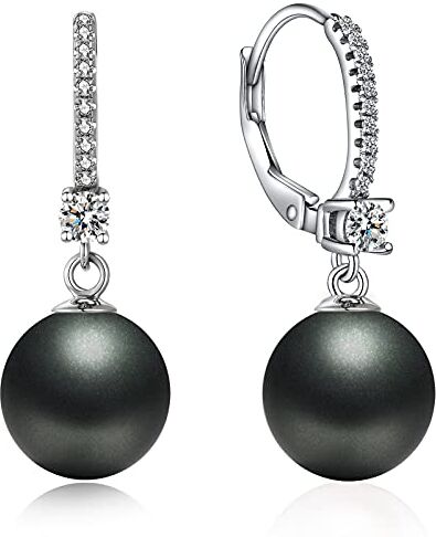 jiamiaoi Orecchini di Perle Nere in argento Sterling 925 Donna Orecchini con Perle Nere Orecchini con Perla Pendenti Orecchini Perle Pendenti Orecchini Donna Perle Neri