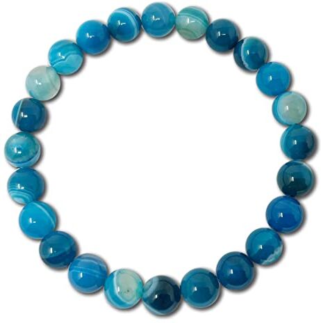 cotigo Bracciale in pietra naturale – Bracciale in filo elastico con perle di pietra naturale – varie pietre semi-preziose per donna, uomo yoga regalo (Agata blu 8 mm)