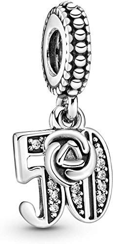 MariaFonte Charm New 2024 Compatibile Tutte Marche Bracciali Collane 50 Anni Compleanno Anniversario Ciondoli Originale Offerte Argento 925 Amicizia Mamma Bead Portafortuna Cuore Famiglia Natale Donna