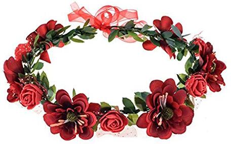 Supefriendly Fiore di rosa Fascia per capelli fatta a mano con ghirlanda floreale Fascia per capelli Corona Tiara Decorazione regolabile Copricapo da donna per ragazza per foto di festa di nozze Prop