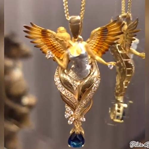 WenExcel Ciondolo placcato in oro a forma di angelo, gioielli da donna popolari in Europa e negli Stati Uniti, 1 pezzo