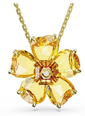 Swarovski Florere Collana Pendente, con Cristalli e Zirconia , Placcata in Tonalità Oro, Giallo