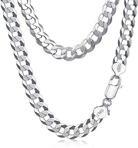 Amberta Collana Cubana in Argento Sterling 925 per Uomo: Collana in Argento 7.9 mm 45 cm