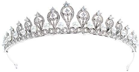 SEPBRIDALS Cristallo Cubic Zirconias CZ Wedding Bridal Pearl Tiara Corona Delle Donne Accessori Per Capelli Gioielli