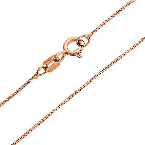 Bling Jewelry Plain Simple 0.8Mm Sottile Collana A Catena Sottile In Argento 925 Placcato In Oro Rosa 14K Per Donne Senza Nichel Made In Italy 18 Pollici