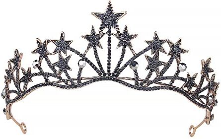 HPMAISON Stella nera Ragazze di cristallo tiara donne principessa nuziale fascia Costume Corona di nozze regalo per Prom Compleanno Festa di addio al nubilato Prom Regalo di Natale Halloween Gioielli