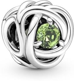 PANDORA Ciondolo Moments con Eternity Circle in argento Sterling con cristallo verde primaverile