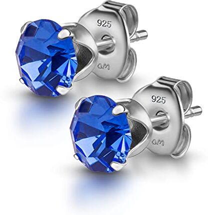 Amberta Orecchini a Lobo da Donna in Argento Sterling 925 con Cristallo Lumini Blu: Blu Maestoso