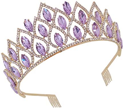 KHYYHA 1pc Corona viola Fascia for capelli da sposa Fascia for strass Corona nuziale Copricapo da sposa for matrimonio Copricapo con strass Copricapo da sposa for la sposa Copricapo da sposa Corona decorativ