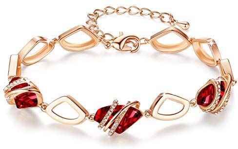 Leafael Pietra dei desideri Bracciale Donna Argento o oro rosa, bracciali donna con cristalli curativi, Senza allergie gioielli donna, Regalo Donna con scatola regalo, estensore catena da 7+2 pollici