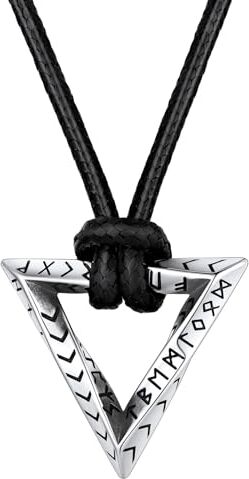 FaithHeart Collana Uomo Pelle Ciondolo Vichingo Collana Vichinga Rune Argento Nero Anello Mobius Collana in Cuoio Impermeabile e Resistente al Sudore Lunghezza 16"-31