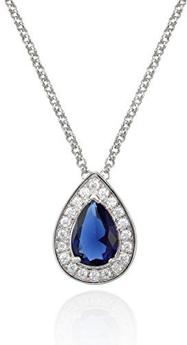 namana Collana con Ciondolo a Goccia, Collana Donna Argento con Zircone Blu a Forma di Pera, Collana Blu Zaffiro per Donna e Ragazza, Bigiotteria Donna con Confezione Regalo,