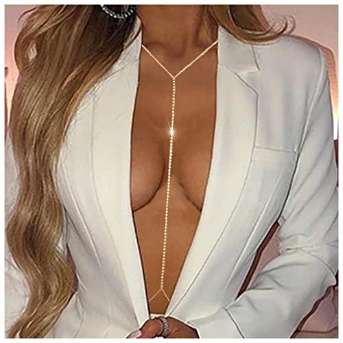 Inateannal Boho Strass Corpo Catena Reggiseno Collana Di Cristallo Oro Cz Vita Nightclub Corpo Catena Estate Spiaggia Petto Catena Gioielli Per Le Donne E Le Ragazze Regali