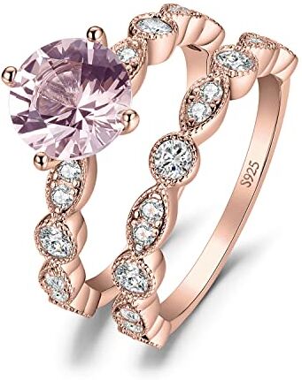 JewelryPalace 2.5ct Anelli Donna Argento 925 con Creato Morganite Zaffiro Rosa, Marquise Infinito Anello Solitario Oro Rosa con Pietra, Fedine Fidanzamento Matrimonio Anello Promessa Set Gioielli 13