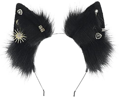 MULAIDI Studenti etnici Unisex Scatto Foto Hairband Con Pendenti Gioielli Decors Volpi Orecchio Fasce Bianco Cartoon Cerchio per capelli Cerchio per capelli Per Donna Bella Cartoon Animali A Forma di Orecchio