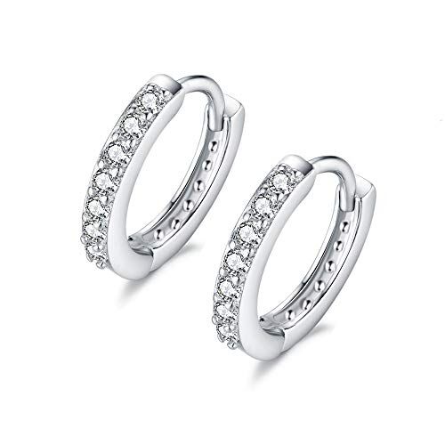 IMINI Orecchini a cerchio, in argento Sterling da 7 mm, con zirconi cubici, per cartilagine, per donne, adolescenti e ragazze, con piccoli cerchi