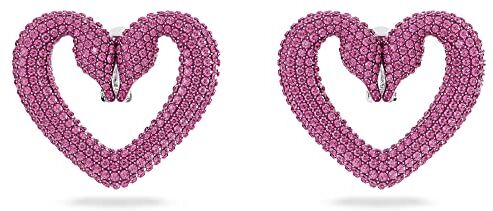 Swarovski Una Orecchini a Clip, Forma di Cuore con Pavé di Cristalli , Placcati in Tonalità Rodio, Rosa