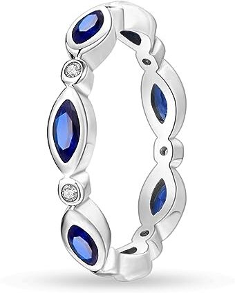 NARMO 925 Anelli in Argento Sterling per le Donne Occhi Semplici Blu Cubic Zirconia Anelli Stackable Finger Ring Statemengt Ring Size 19.5