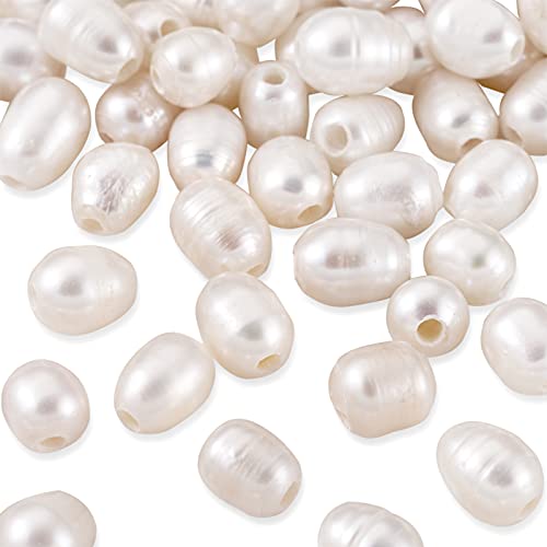 PandaHall 100pcs Naturale Coltivato Perle D'Acqua Dolce Perle Perle 7 ~ 8mm Forma Ovale Conchiglia Colore Perle Perle Allentate Perle per Collana Braccialetto Gioielli
