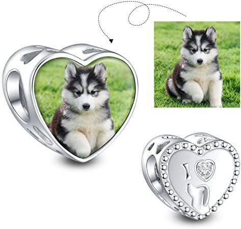 NINGAN Amo il mio cane 925 Argento Sterling Personalizzato Foto Personalizzazione Charm DIY Donna Bracciale Collana Regalo