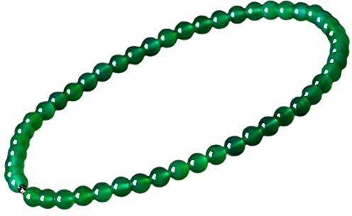 yigedan Collana da 8 mm in giada verde naturale, con perline fatte a mano, ideale come regalo, Agata