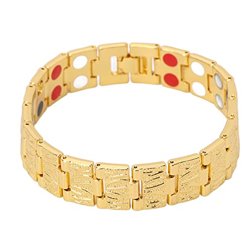 GFRGFH Braccialetto magnetico alla moda Bracciale dimagrante regolabile in acciaio al titanio con magnete a doppia fila per donne e ragazze(oro)