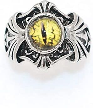 Dishowme Anello del malocchio Occhio del diavolo blu Dichiarazione Anello Punk regolabile con fascia impilabile Gioielli per donna Uomo Ragazzi (Giallo)