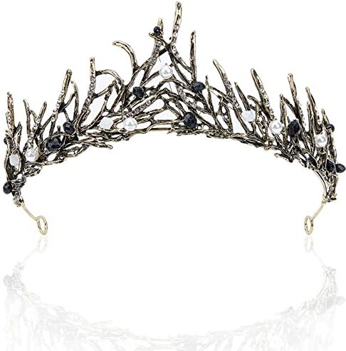 NICENEEDED Corona Regina Barocca, Diademi e Corone Da Principessa Vintage In Cristallo, Accessori per Capelli Fatti A Mano con Copricapo Gotico per Matrimoni Da Donna e Ragazze