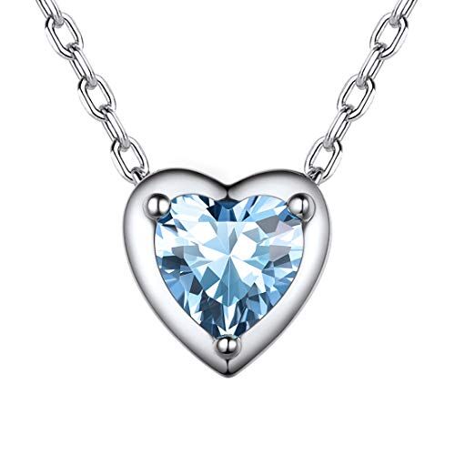 ChicSilver Collana Pendente Donna Cuore Piccolo in Argento Sterling 925 con Zirconi Brillanti Pietra Nascita 12 Mese Mesi Catenina Catena Regolabile Gioiello alla moda Marzo