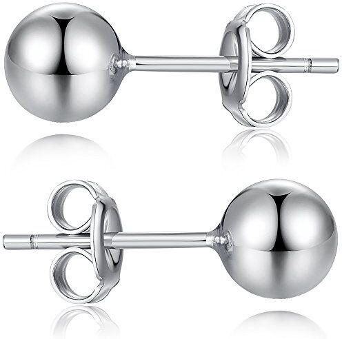 Miaofu Orecchini a Sfera,Orecchini Sfera Oro,Orecchini Sfera Argento,Orecchini a Perno Donna Argento,Orecchini a Lobo Da Donna Con Sfera Argento,Orecchini Donna a Sfera Piccoli Stud Earrings,Ball Earrings