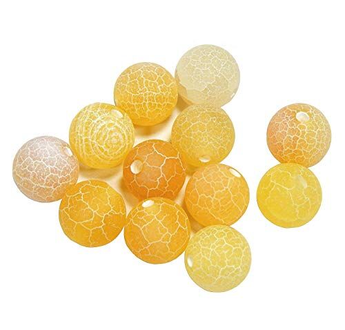 Perlin Perle di agata da 4 mm, opache di colore a scelta, set sfera in pietra naturale gelata, agata, pietre semipreziose con foro per infilare perle (giallo)
