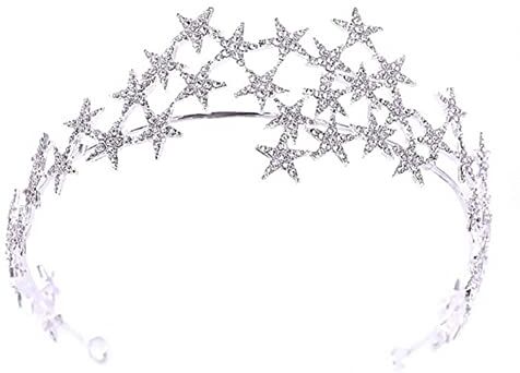 areclern Strass stella fascia per capelli tiara corona matrimonio capelli argento