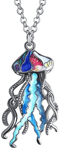 Generic Smalto Lega Carino Medusa Collana Pendente Ocean Life Charms Gioielli Modo Regali per le Donne Ragazze (Blu)