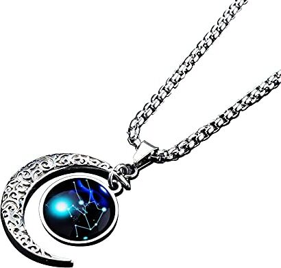 LEJAHAO Collana Segno Zodiacale Toro Uomo Ragazzo Acciaio Inox al Titanio Galassia costellazioni Luna Oroscopo Goth collane Pendente Personalizzate Necklace Gioielli per Ragazza Migliori Amiche