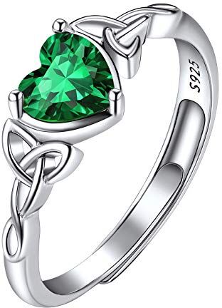 Suplight Anello Smeraldo Verde Pietra Cuore Anello Verde Donna Smeraldo Regolabili Anello Pietra Rossa Maggio con Confezione Regalo