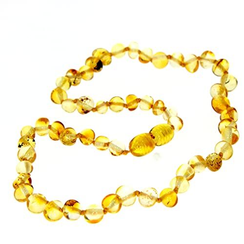 SilverAmber Jewellery Collana in ambra baltica miele Lucida Perle di ambra genuina al 100% Massima qualità Dimensione: 41 cm